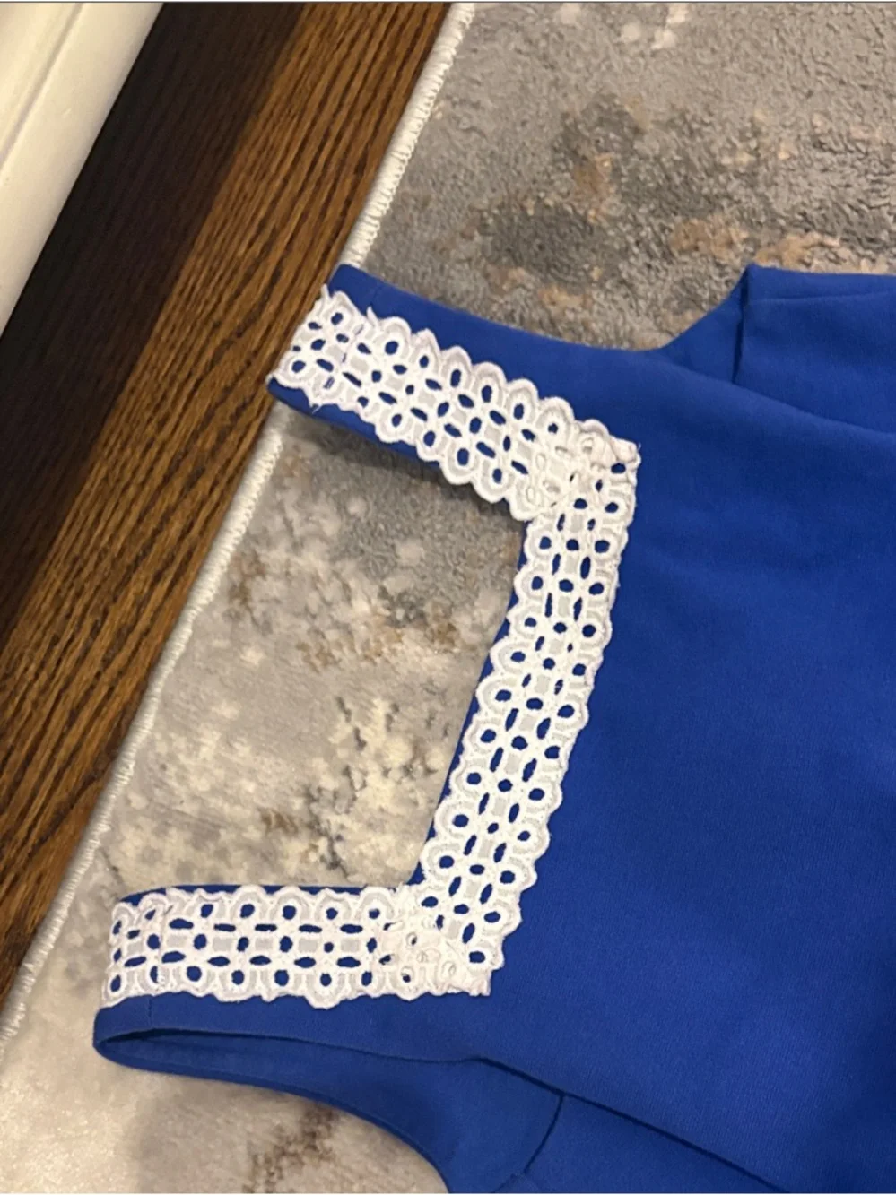 Janie and Jack Royal Blue Sleeveless Dress with White Lace Neckline